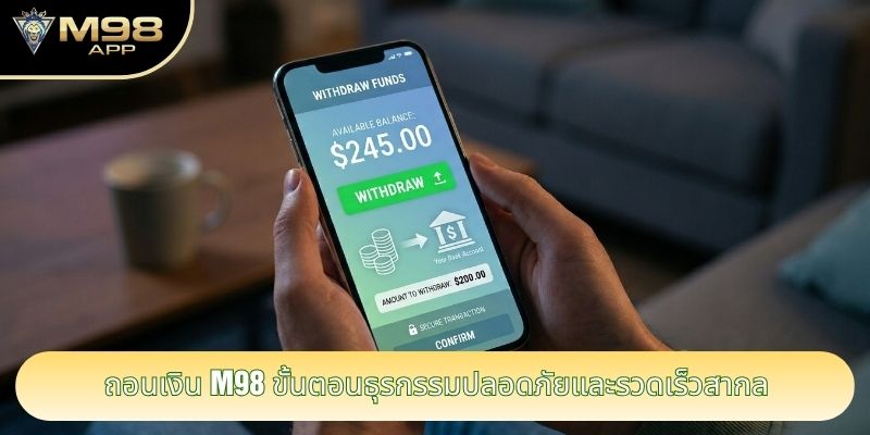 ถอนเงิน M98 ขั้นตอนธุรกรรมปลอดภัยและรวดเร็วสากล