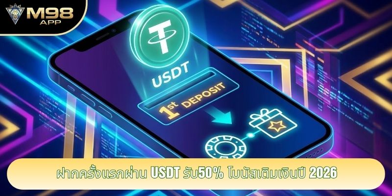 ฝากครั้งแรกผ่าน USDT รับ50% โบนัสเติมเงินปี 2026