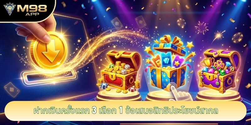ฝากเงินครั้งแรก 3 เลือก 1 ข้อเสนอสิทธิประโยชน์สากล